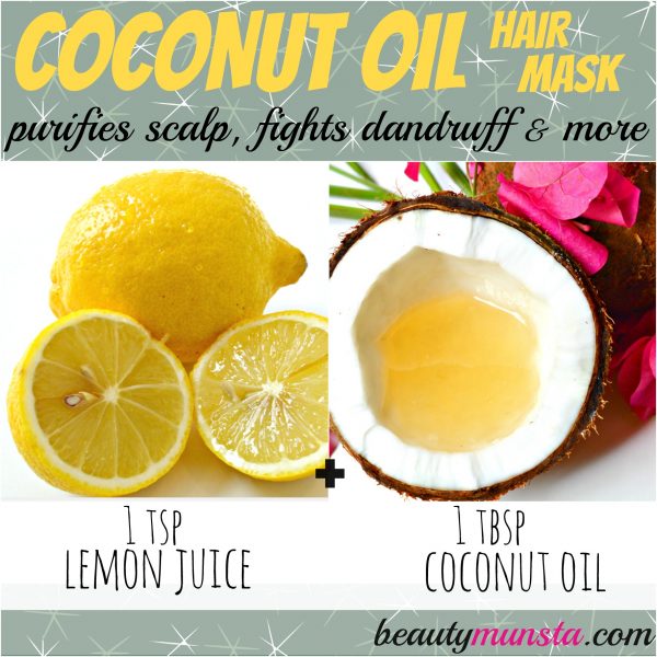 This refreshing coconut oil hair mask contains lemon which fights dandruff, eliminates greasy hair and leaves your hair feeling fresh and clean.