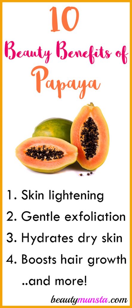 Find out 10 beauty benefits of papaya for skin & hair in this post!