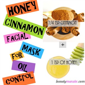 Honey & cinnamon mixed together form a potent anti-acne homemade facial mask for acne that will also regulate oily acneic skin