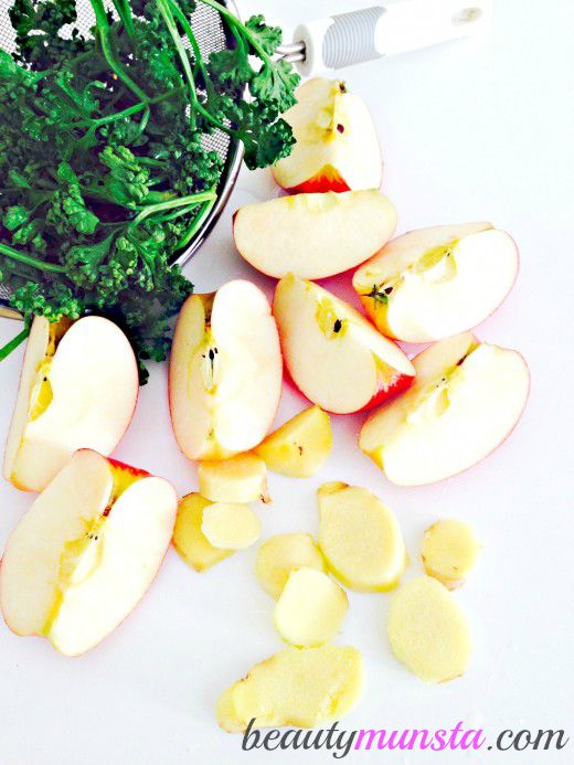 Parsley, apple and ginger ready for blending!