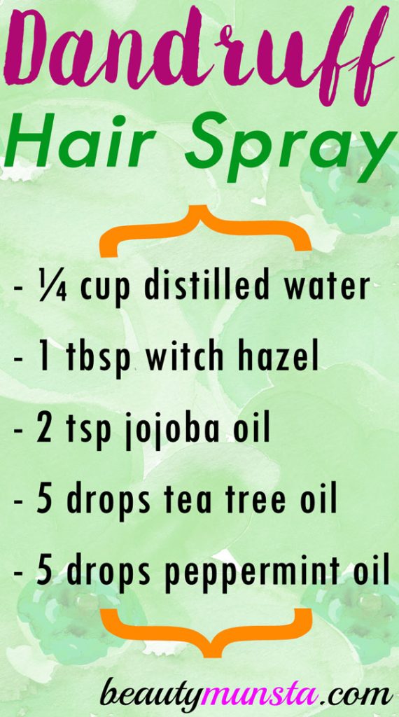 A DIY anti-dandruff hair spray is just the thing you need to beat an itchy flaky scalp naturally!