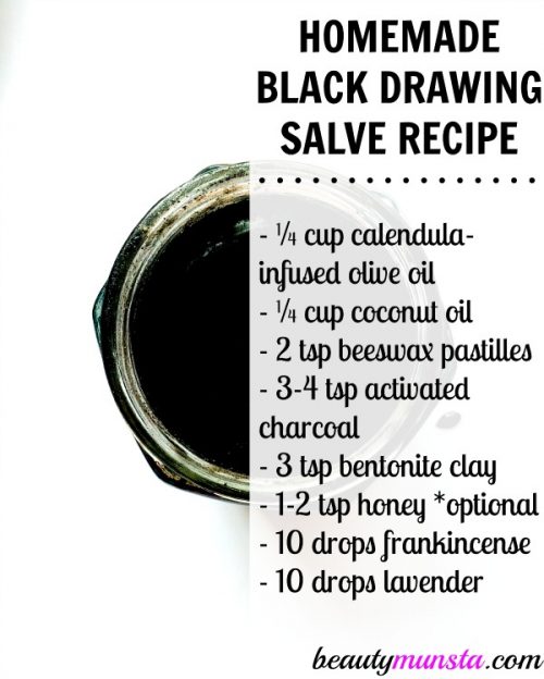 Ingredients needed to make this black drawing salve 