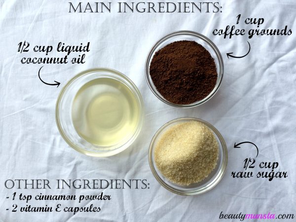 There are the main ingredients for a DIY Coffee Scrub for Cellulite