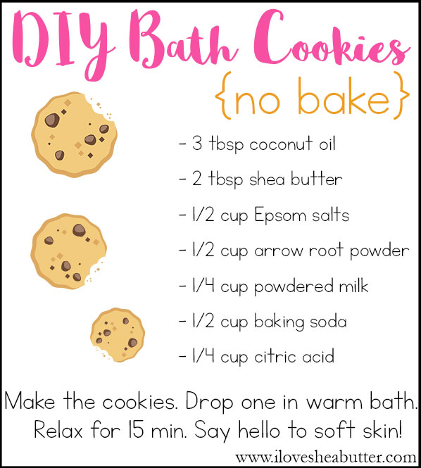 Make your own DIY no bake bath cookies with shea butter!