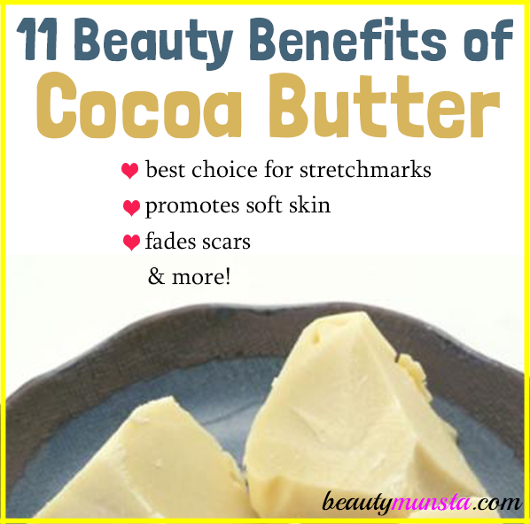 Find out 11 delicious beauty benefits of cocoa butter! From removing stretch marks to promoting silky skin!