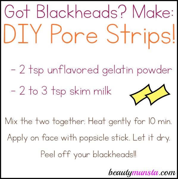 Got blackheads? Make DIY gelatin and milk pore strips for easy blackhead removal!