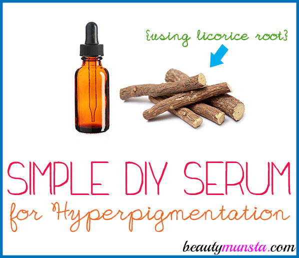 Make this diy serum for hyperpigmentation. It contains a powerful skin lightening ingredient called licorice root! 