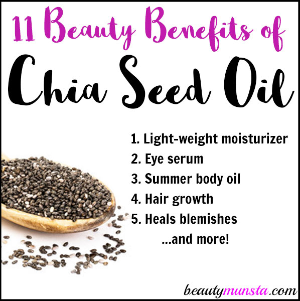 Beautymunsta.com brings you the amazing beauty benefits of chia seed oil, a valuable oil extracted from the superfood chia seeds! 