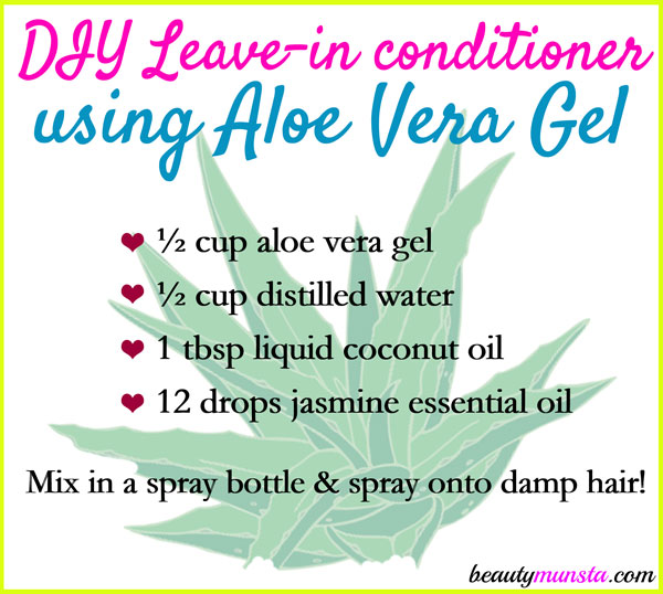 Make your own DIY aloe vera leave-in conditioner to improve your hair’s texture and moisture-retention! 