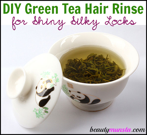 Make this DIY green tea hair rinse for shiny, silky and luscious locks of hair! 