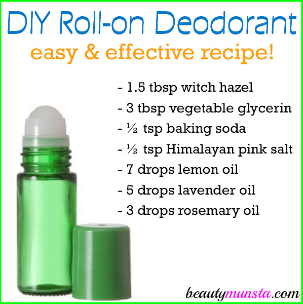 Make a simple but effective DIY roll on deodorant with witch hazel, vegetable glycerin and lemon! 