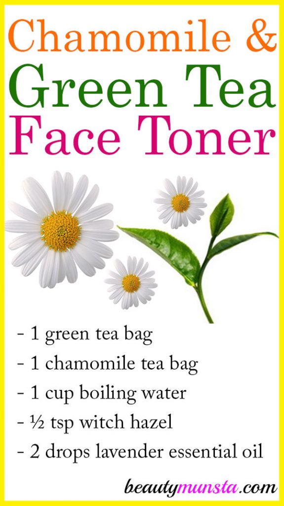 Try this chamomile and green tea toner as a natural homemade skin toning & firming remedy!