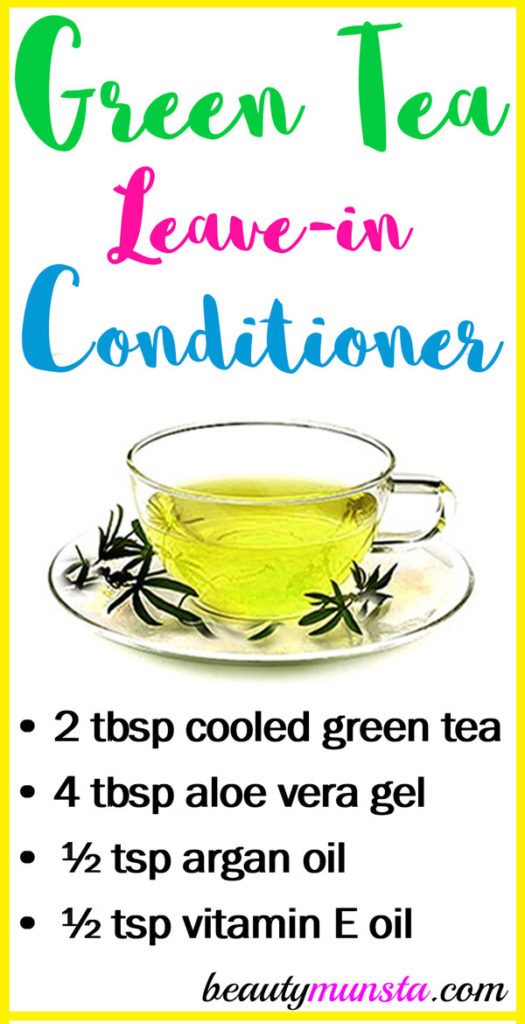 Check out this lovely green tea leave-in conditioner recipe!