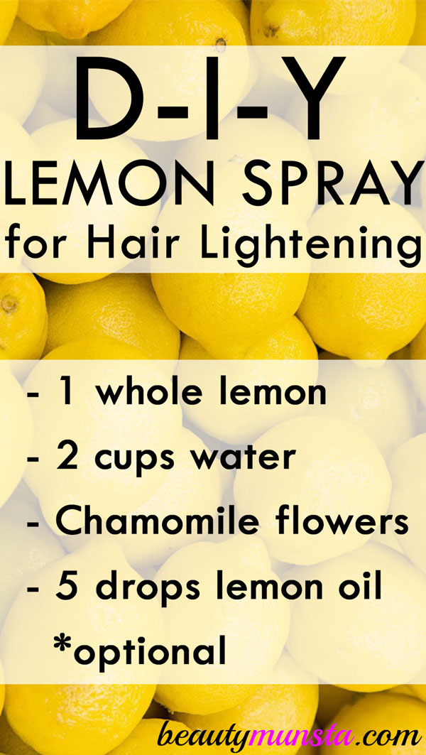 Diy Lemon Hair Lightening Spray Beautymunsta Free Natural Beauty Hacks And More