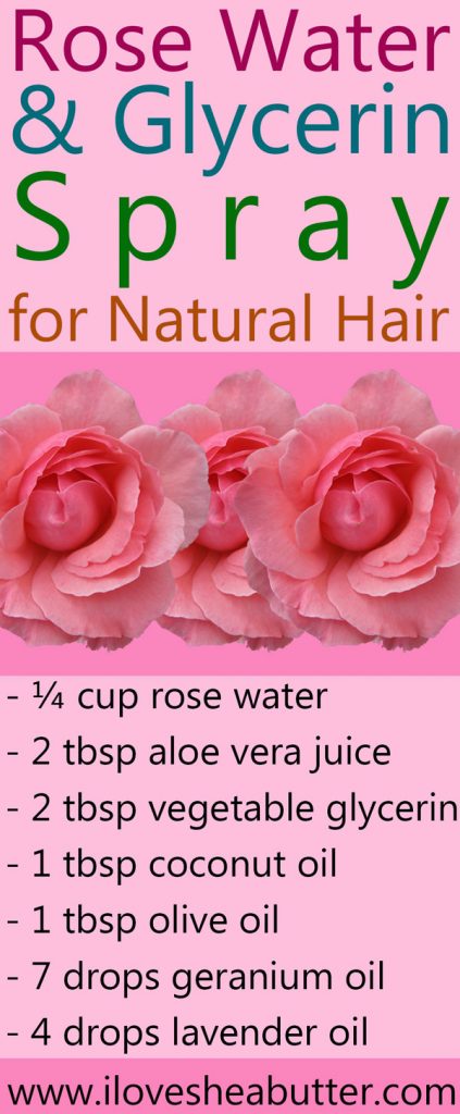 Rose water and glycerin for natural hair, oh yeah baby! It’s refreshing, hydrating and smells so good!