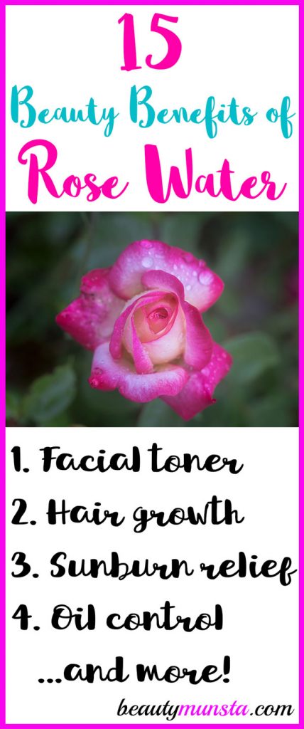 Are you excited to find out 15 amazing beauty benefits of rose water?! 