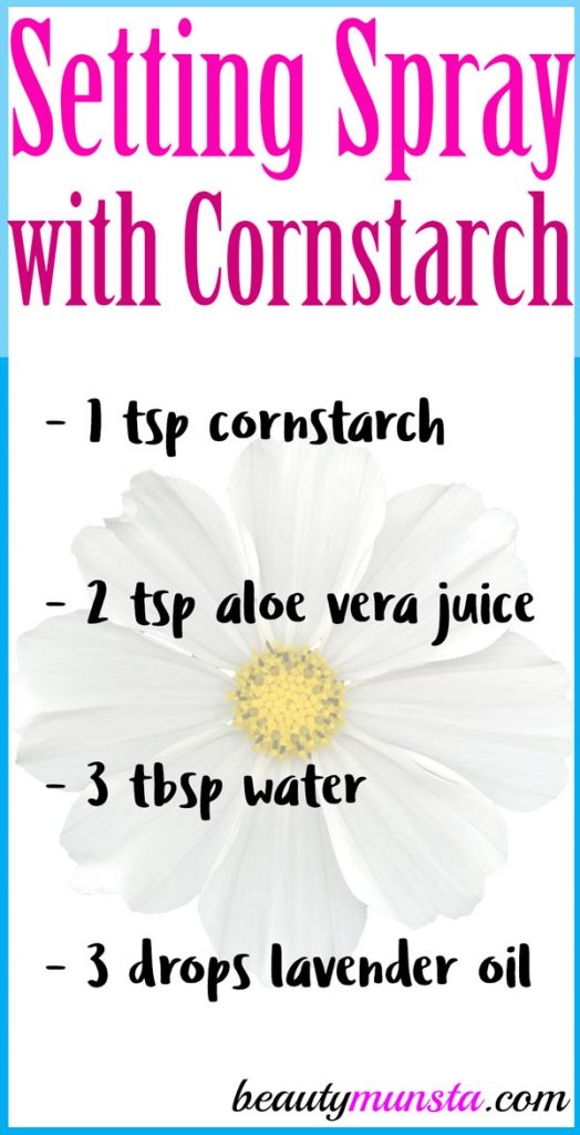 Keep your makeup face matte with a DIY makeup setting spray with cornstarch! 