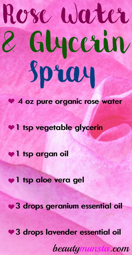 Enjoy a DIY rose water and glycerin spray for beautiful skin, hair and more!