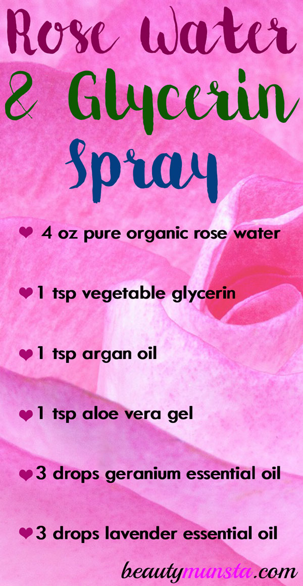 DIY Rose Water and Glycerin Spray beautymunsta free