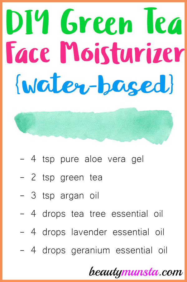 Make this easy water-based green tea face moisturizer suitable for oily and acne prone skin! 