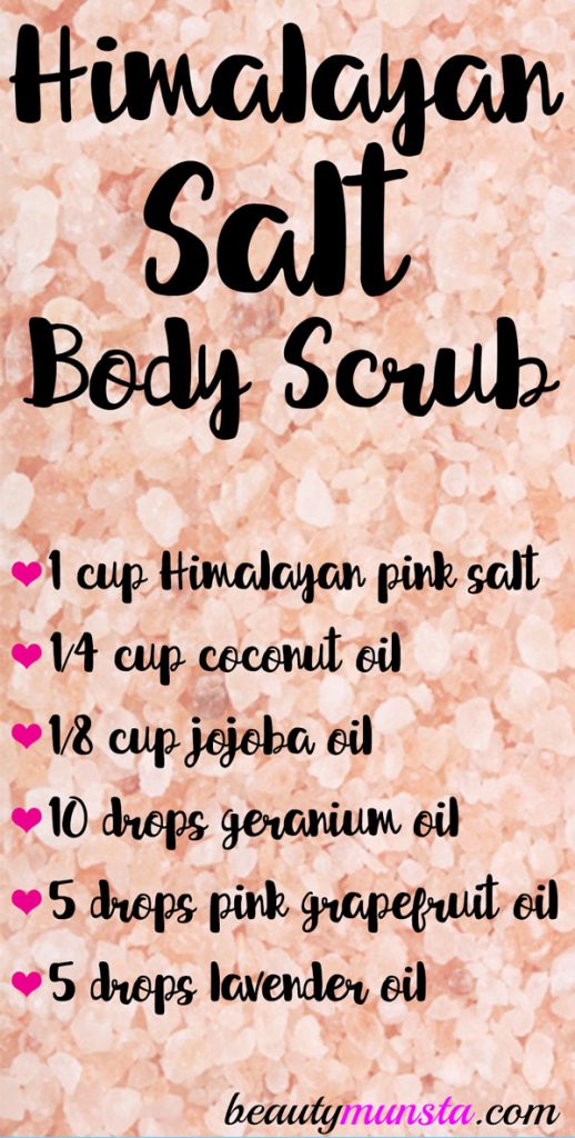 Learn how to make body scrub with Himalayan pink salt to exfoliate your skin at home! 